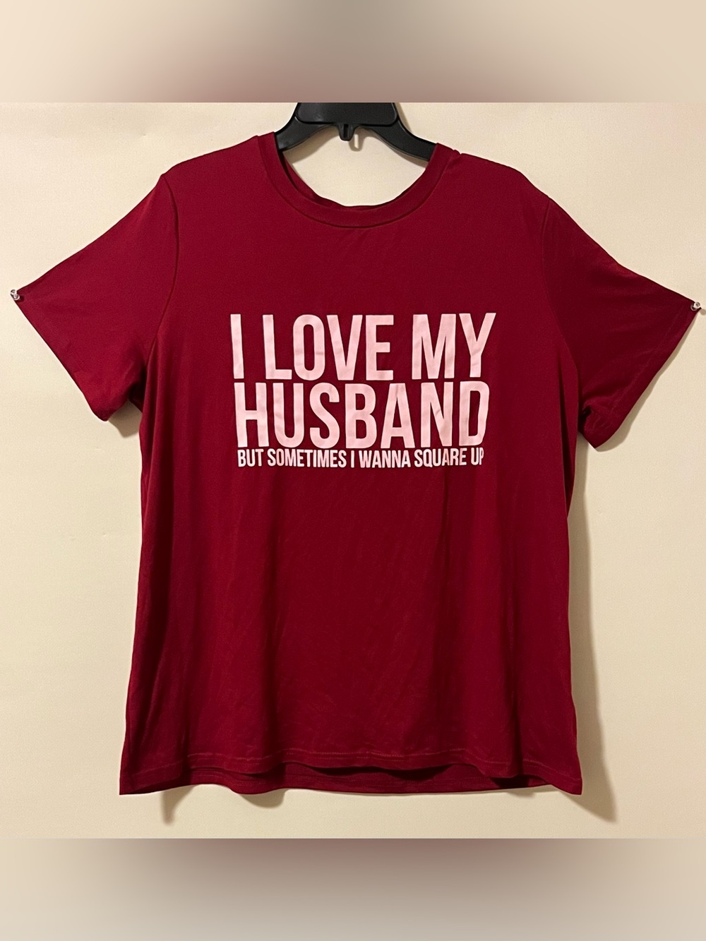 SHEIN Women’s Burgundy short sleeve Graphic Tee "I Love My Husband" XL
